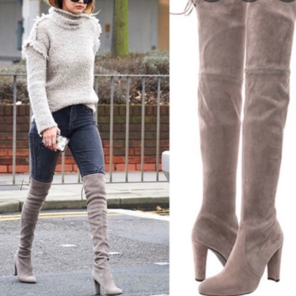 Stuart Weitzman Taupe Highland Boots